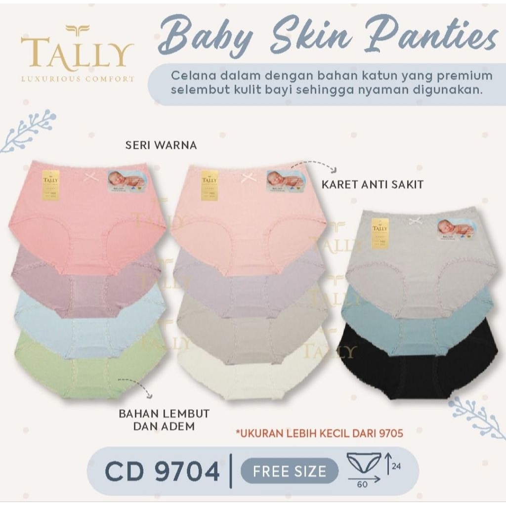 [ZDS] 3/6 PCS CELANA DALAM TALLY 9704 - BABY SKIN RENDA
