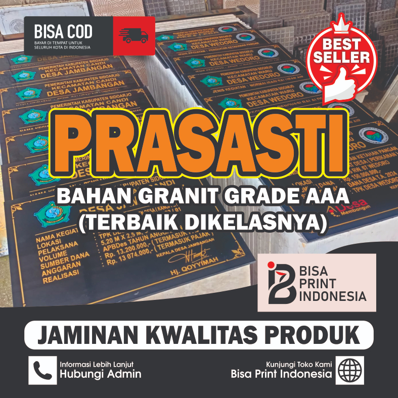 Prasasti Dana Desa - Prasasti Granito Hitam - Batu Nisan Prasasti Makam Granit Berkualitas