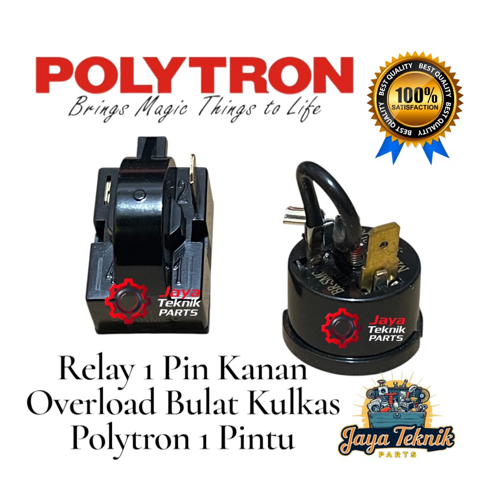 Set Relay Overload Bulat kulkas Polytron 1 pintu + relay kulkas Polytron / overload bulat / relay ku