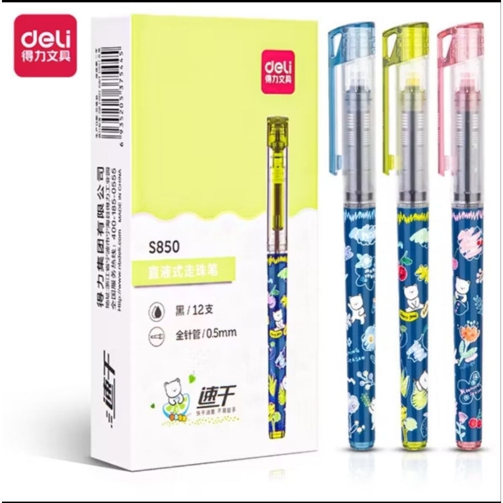 

Pulpen Deli tinta hitam S850 ketebalan 0,5 Mm