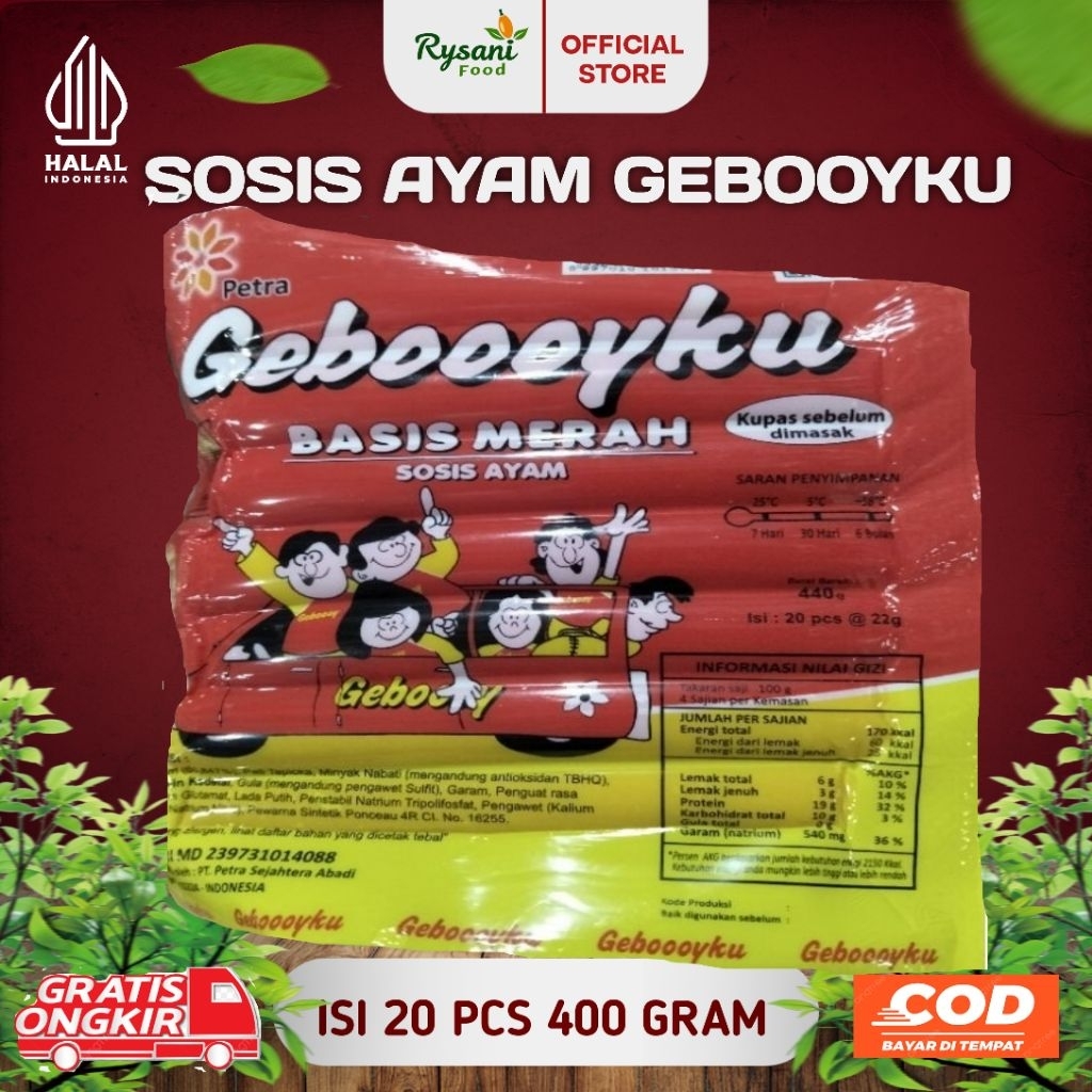 

SOSIS AYAM GEBOOOYKU BASIS MERAH ISI 20 PCS // MAKANAN SIAP SAJI