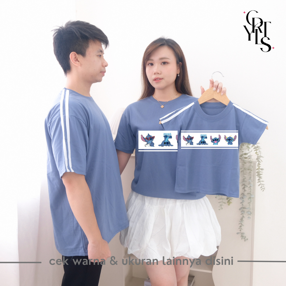 Carotyles Baju Atasan Kaos STRIP STCH GARIS Couple Keluarga Family Wanita Anak Perempuan Laki Laki P