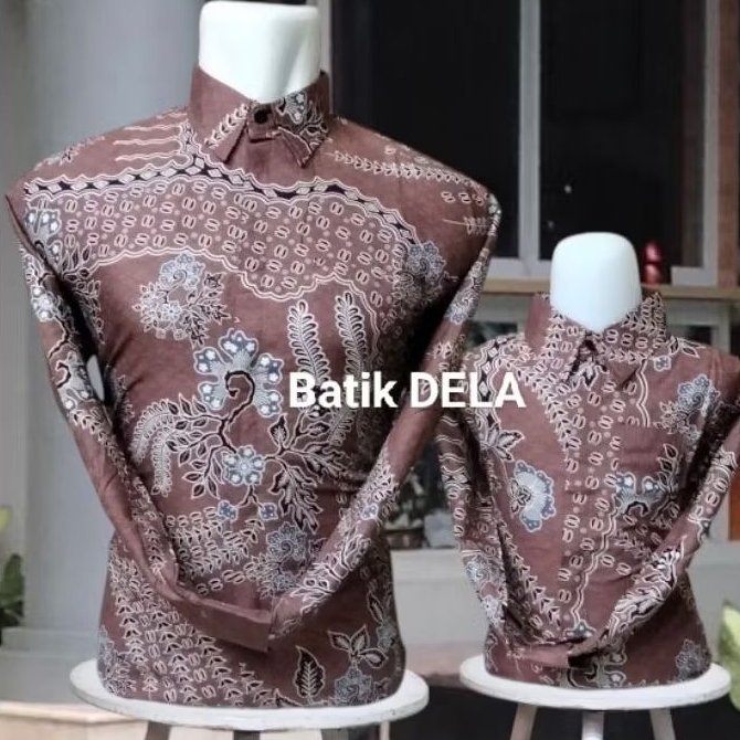 Couple Ayah dan Anak Kemeja batik pria lengan panjang elegan rose gold
