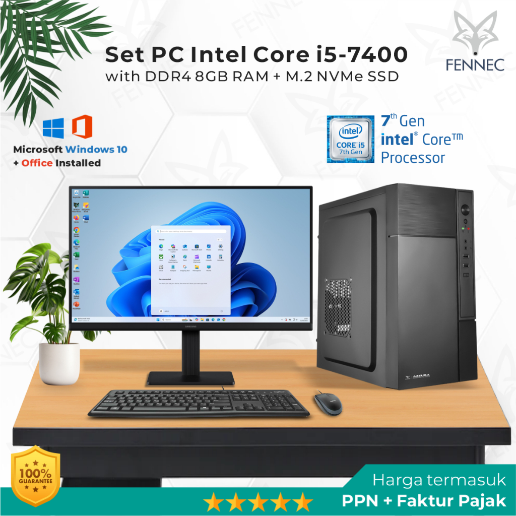 Set PC Komputer Intel Core i5-7400 Gen-7 RAM 8GB SSD Rakitan Office