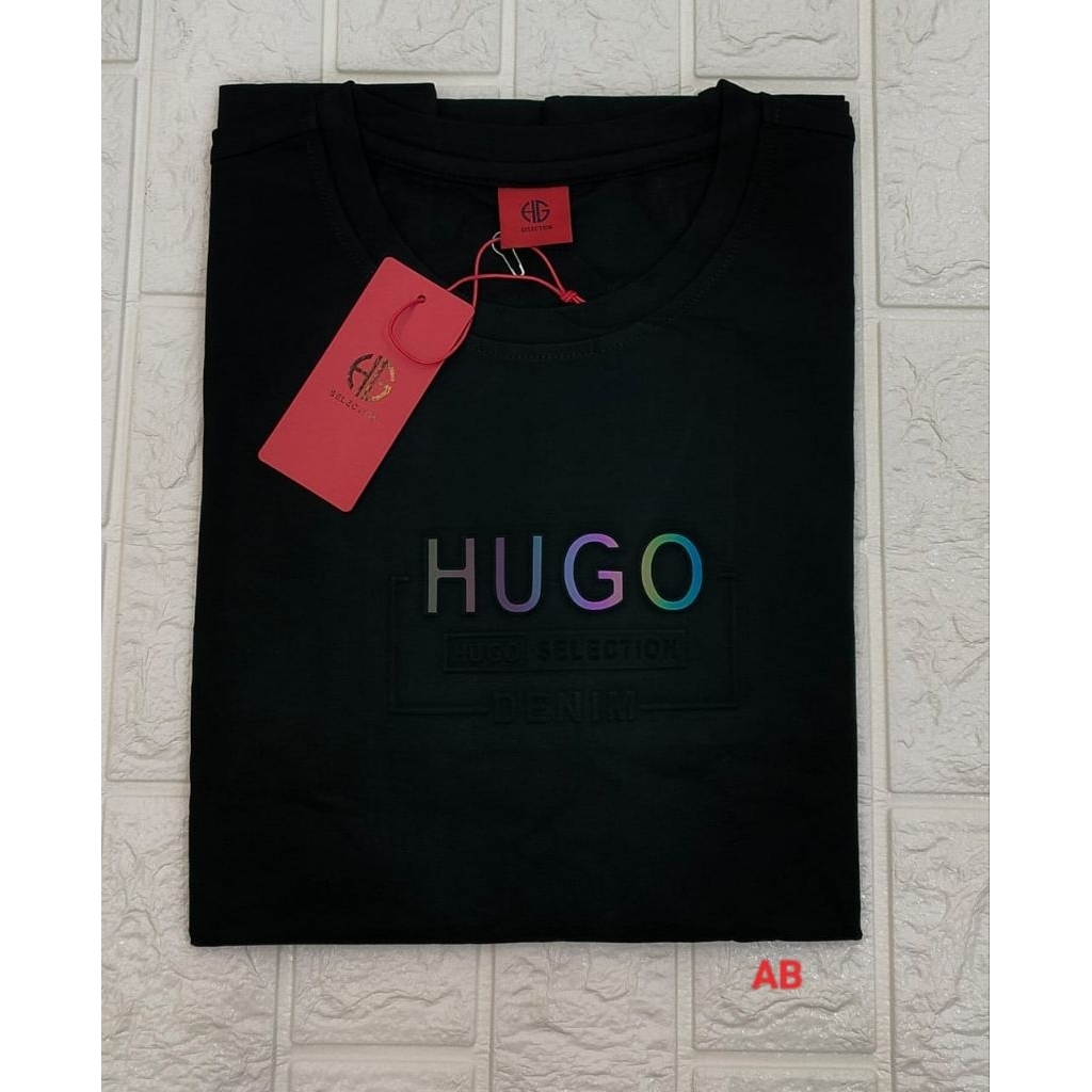 kaos HUGO SELECTION pria 100% original / kaos import bahan tebal khusus hitam tebaru