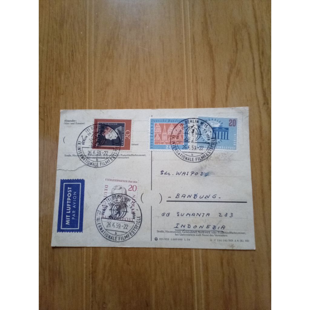 

postcard vintage jerman barat 1959