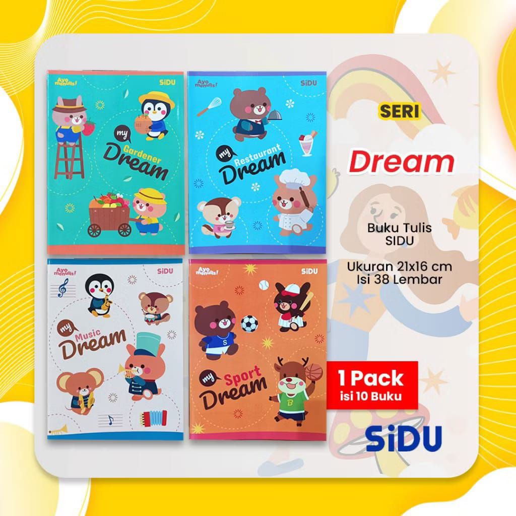 

READY BUKU TULIS SIDU 38 LEMBAR (ISI 10PCS) MOTIF RANDOM