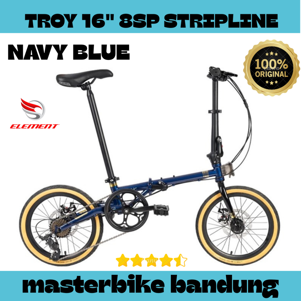 Sepeda Lipat Anak-Dewasa ELEMENT FOLDING TROY 16" 8SP STRIPLINE