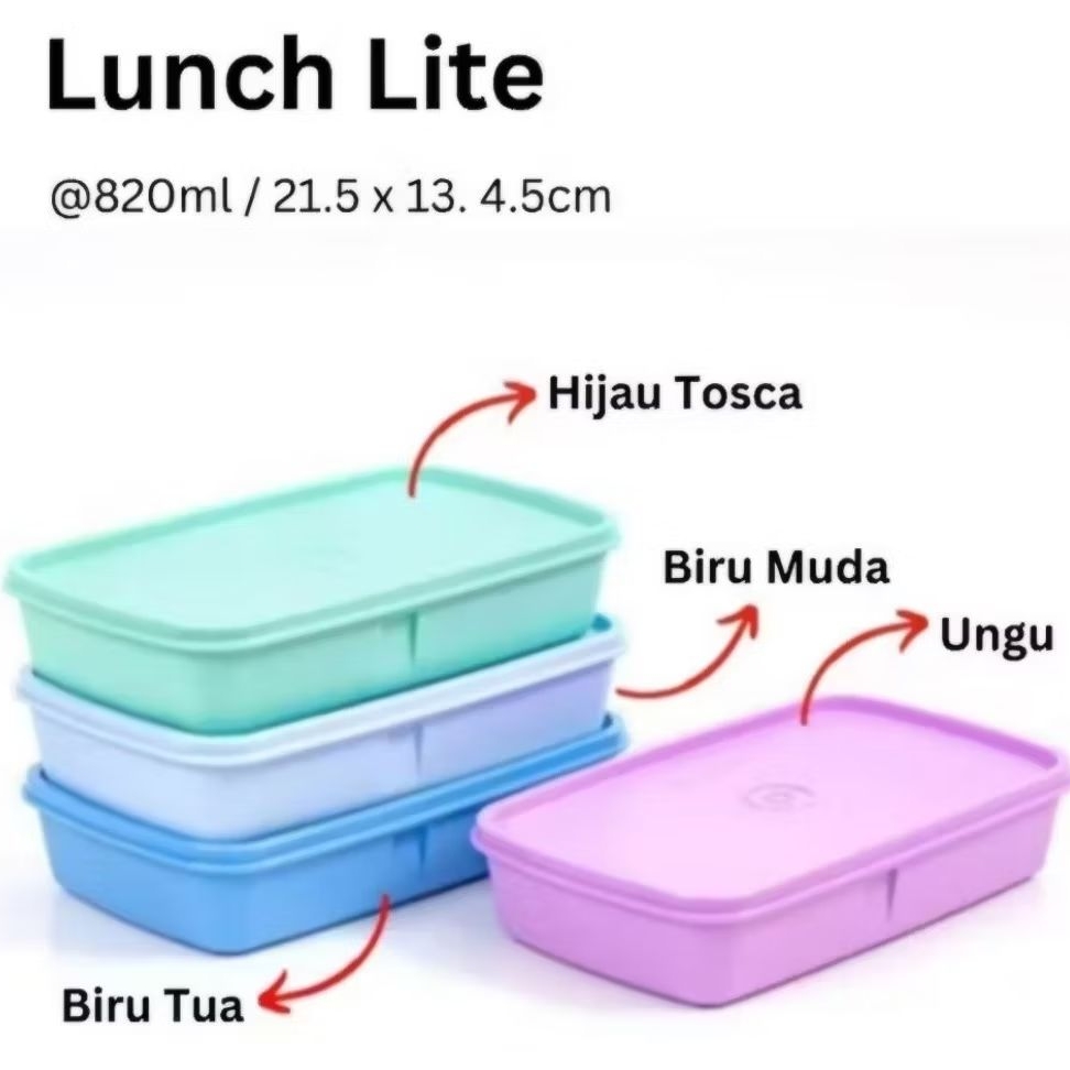 Tupperware Lunch Lite 820ml 1pc Kotak makan sekat tempat bekal anak mealbox plastik besar wadah nasi