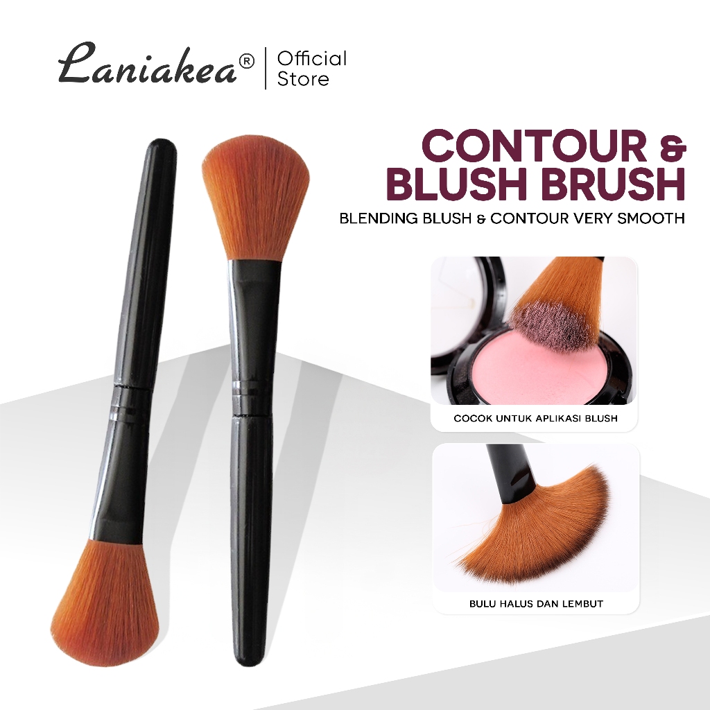 LANIAKEA Kuas Makeup Blending Blush Mini Foundation Brush Kuas Aplikator 2 in 1