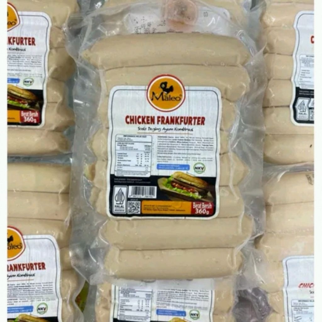 

sosis MALEO CHICKEN FRANKFURTER sosis ayam kombinasi isi 8 berat 360gr