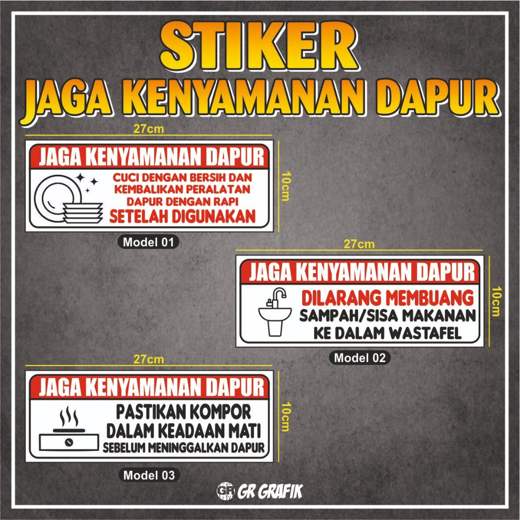 STIKER KENYAMANAN DAPUR/STIKER KEBERSIHAN DAPUR/STIKER DAPUR/STIKER PERATURAN DAPUR