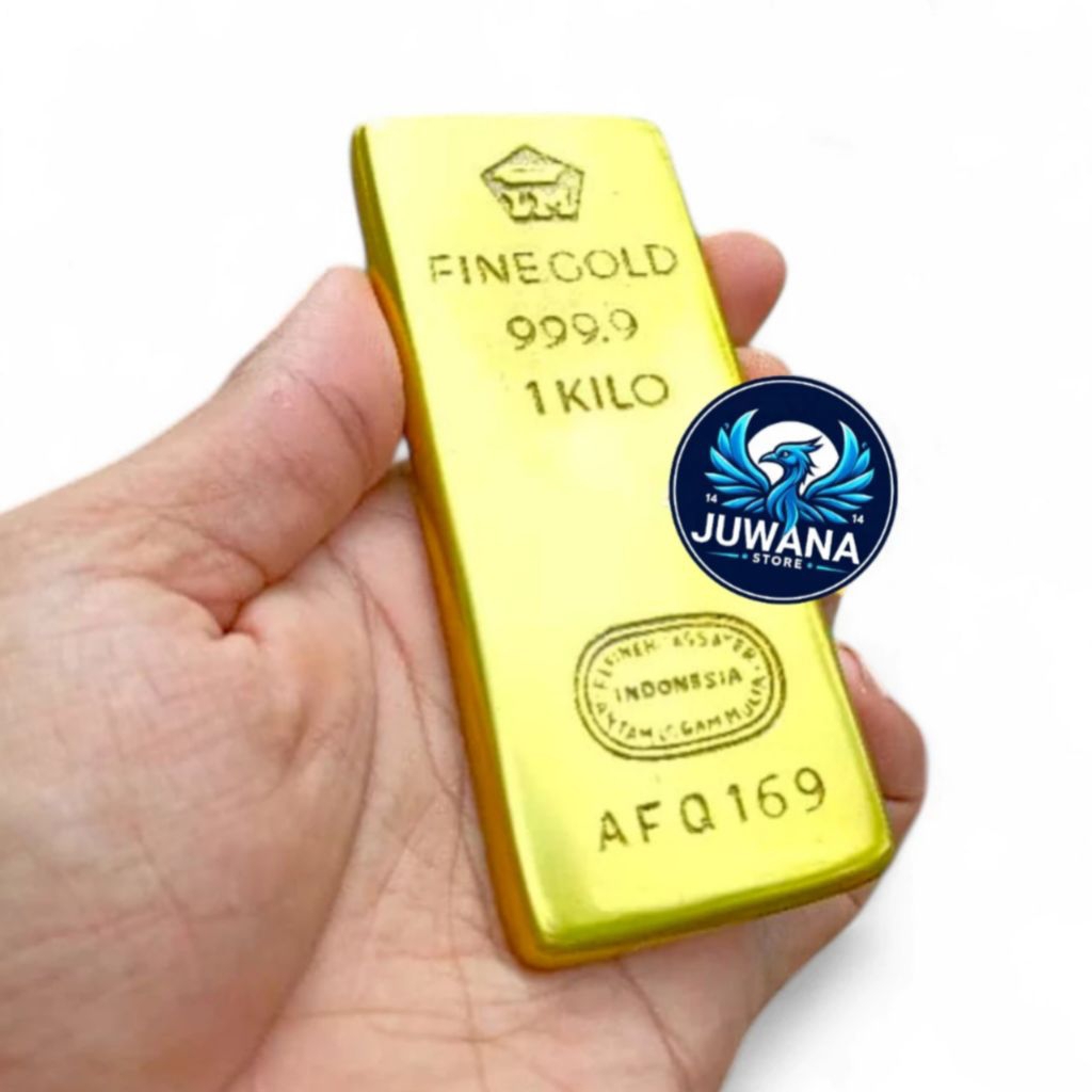 Replika Logam Mulia Emas 1kg Bahan Alumunium Gold Miniatur Emas Batangan Diecast  Fine Gold 999.9