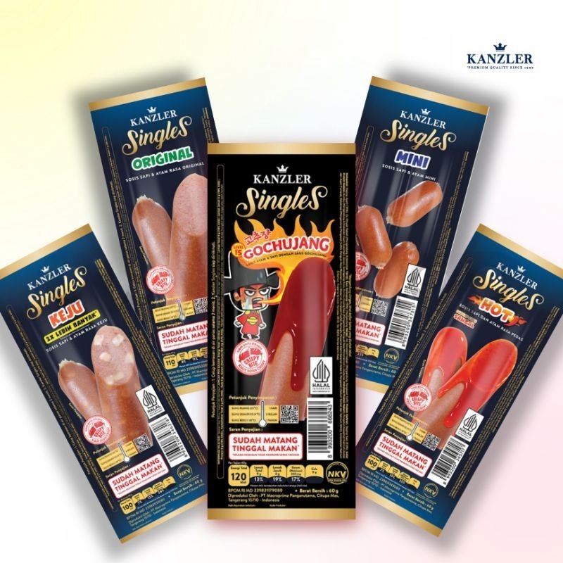 

KANZLER SINGLES Sosis Original Mini Keju Hot Gochujang 60gram Siap Makan - Kheiza Frozen