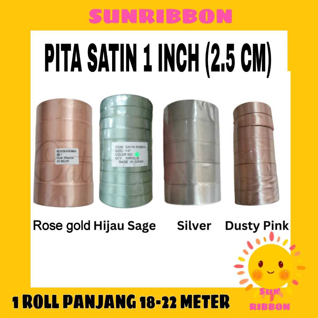 

PITA SATIN 1"= 2.5 CM Hijau Sage, Dusty Pink, Silver