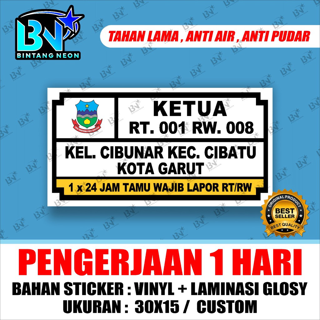 

STICKER VINLY CUSTOM * UNTUK RT / RW