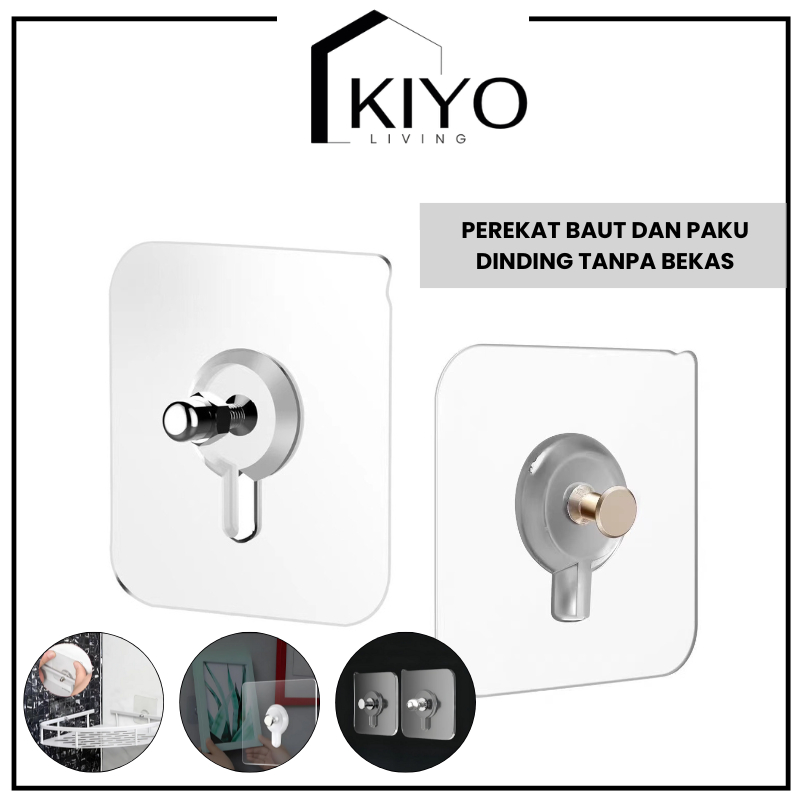 KIYO Perekat Baut Dinding Tanpa Bor dan Paku Tanpa Bekas / Gantungan Baut Tempel Magic Hook Tanpa Bo