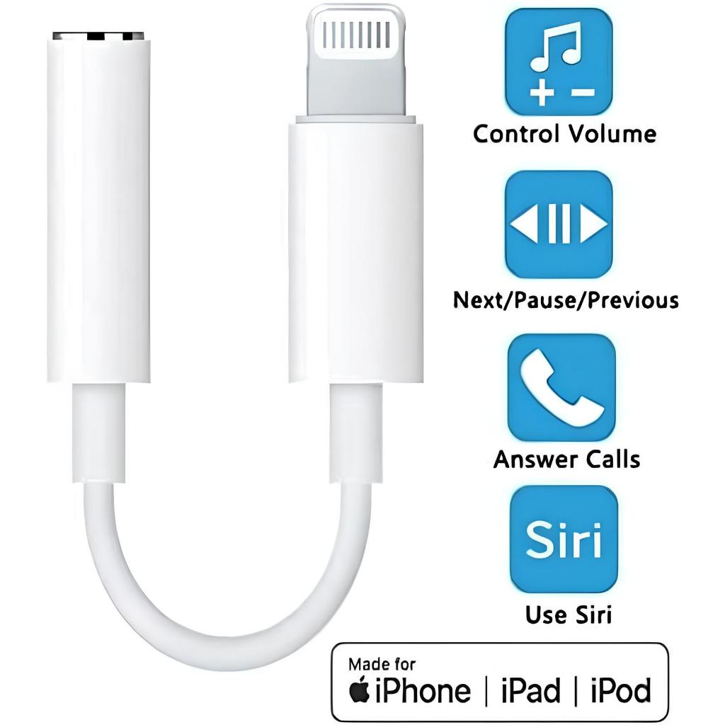 Kabel Jack Audio Lightning Conventer Kabel Audio To Jack 3.5mm / Pembagi mic headset phone Pakai Blu