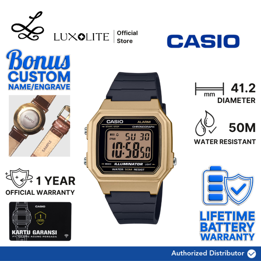 [Luxolite] CASIO Jam Tangan Unisex Digital W-217HM-9AVDF/W-217HM-9AV/W-217HM-9A Black Resin Strap