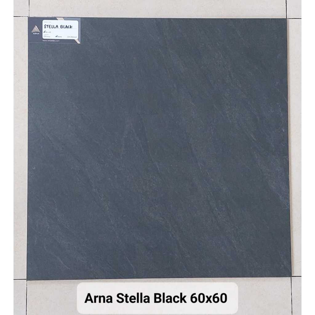 Granit Lantai Hitam Kasar 60x60 Arna Stella Black (matte) (KHUSUS PENGIRIMAN AREA KALBAR)