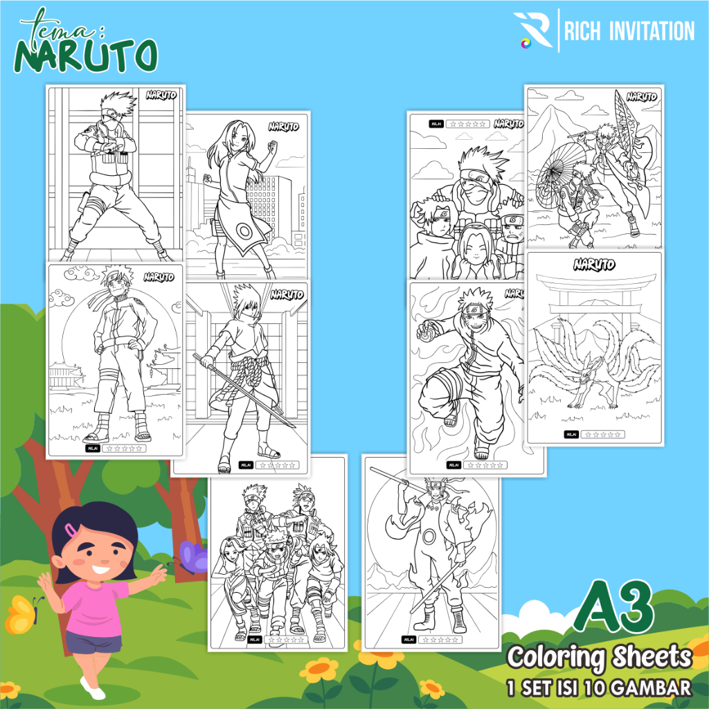 

(A3) KERTAS GAMBAR UNTUK ANAK - LEMBAR MEWARNAI ANAK 1 SET ISI 10 LEMBAR GAMBAR - KODE KARTUN 2