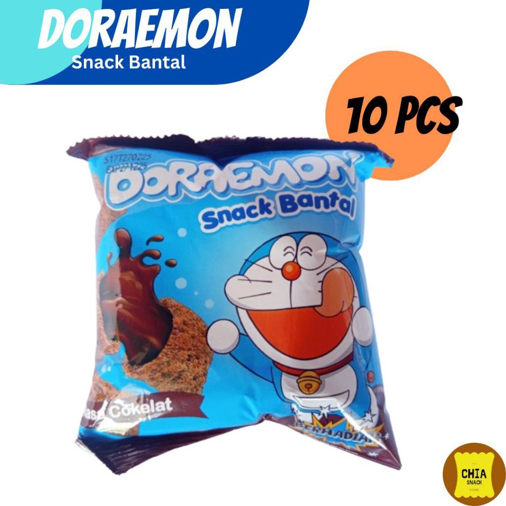 

[10 pcs] Doraemon Snack Bantal rasa coklat Berhadiah Jajan 2000an