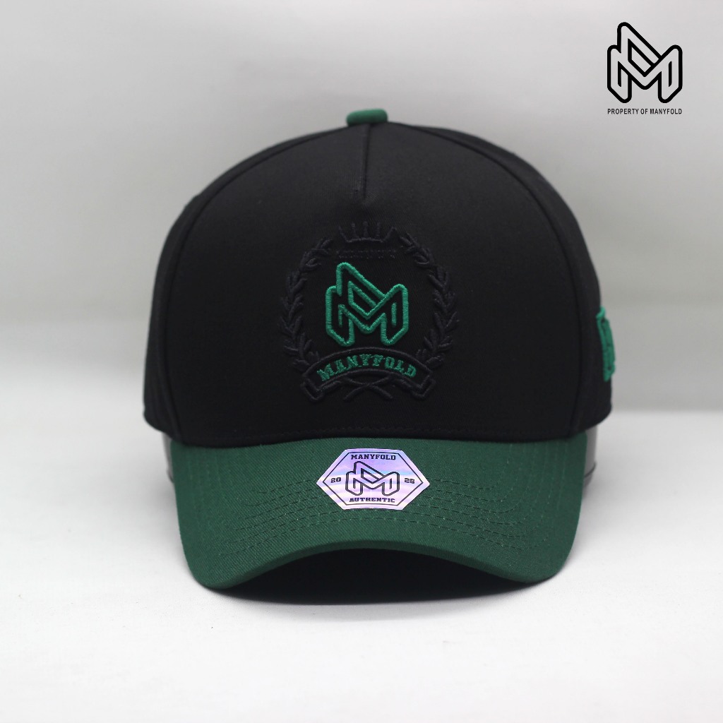 MANYFOLD - Topi Visor pendek Kombinasi Hijau Hitam Baseball Pria wanita dewasa Distro