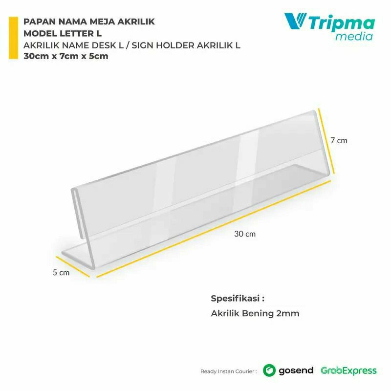 

Papan Nama Meja Akrilik L / Acrylic Name Desk / Sign Holder 30cm x 7cm