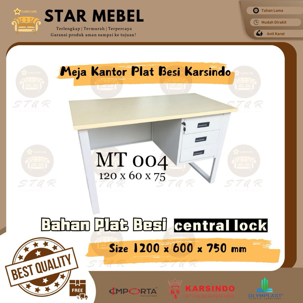 Meja Kantor / Meja Tulis 1/2 Biro Plat Besi Karsindo