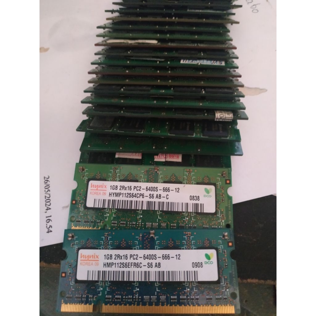 Ram Laptop 1gb ddr2 bekas, normal merk campur