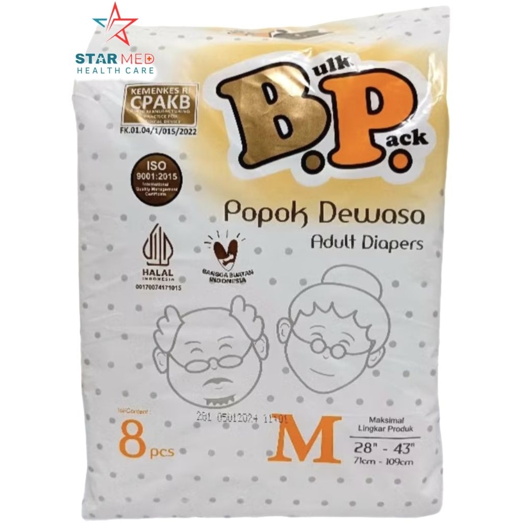 BP Diapers Adult Popok Dewasa Perekat BP Bulk Pack / Adult Diapers BP M8