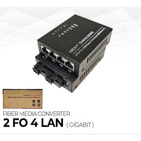 Htb Media Converter 2FO4LAN Converter gigabit 2 Port Fiber Optic 4 Port LAN 2 FO 4 LAN 2FO 4LAN 2G4E