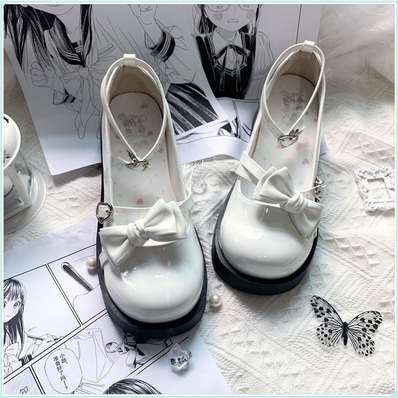 Sepatu Kulit Wanita Pita Lucu Jk Sepatu Lolita Sepatu Wanita Mary Jane