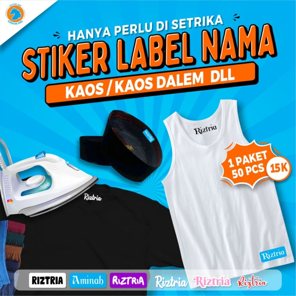 

STIKER NAMA Label Printing isi 50 pcs — Baju Kaos Dalam Kain Hijab Celana