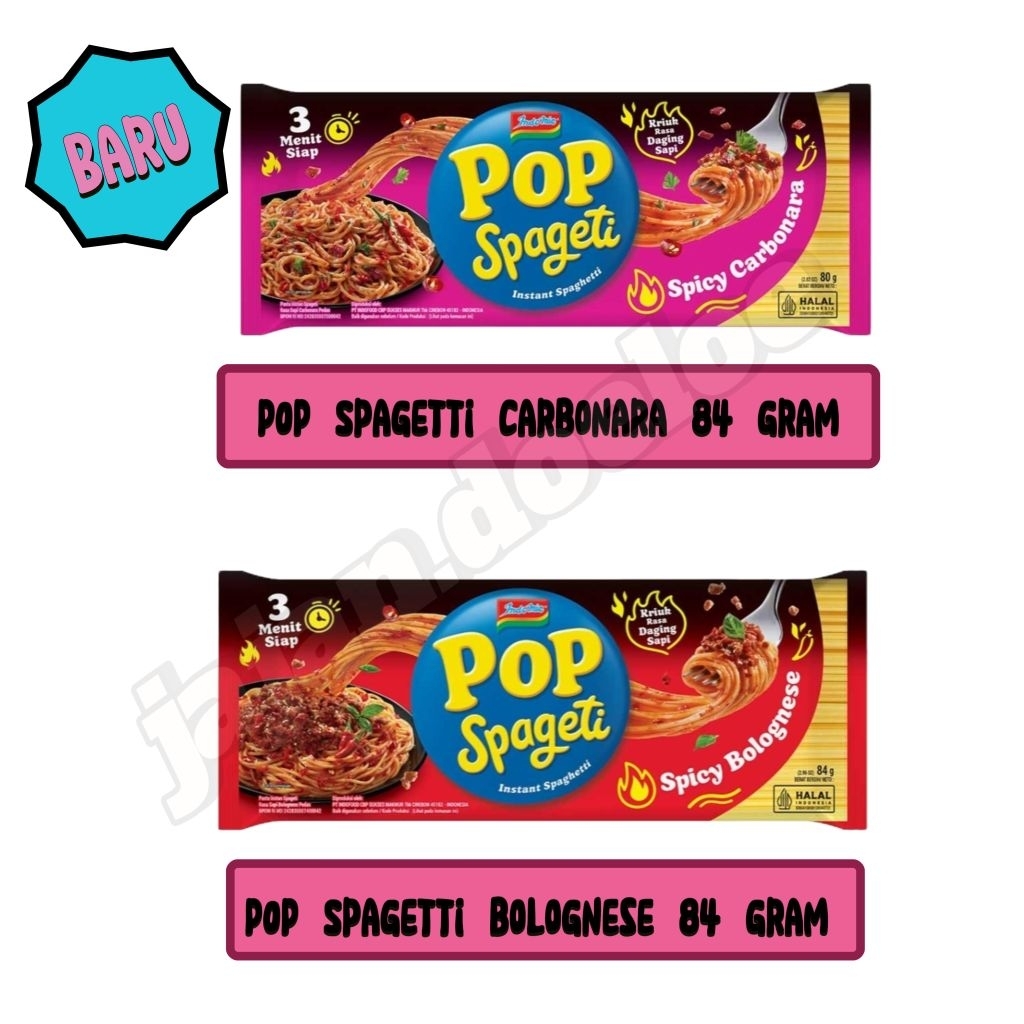 

Indomie Pop Spagetti varian rasa Bolognese dan Carbonara kemasan 84 gram