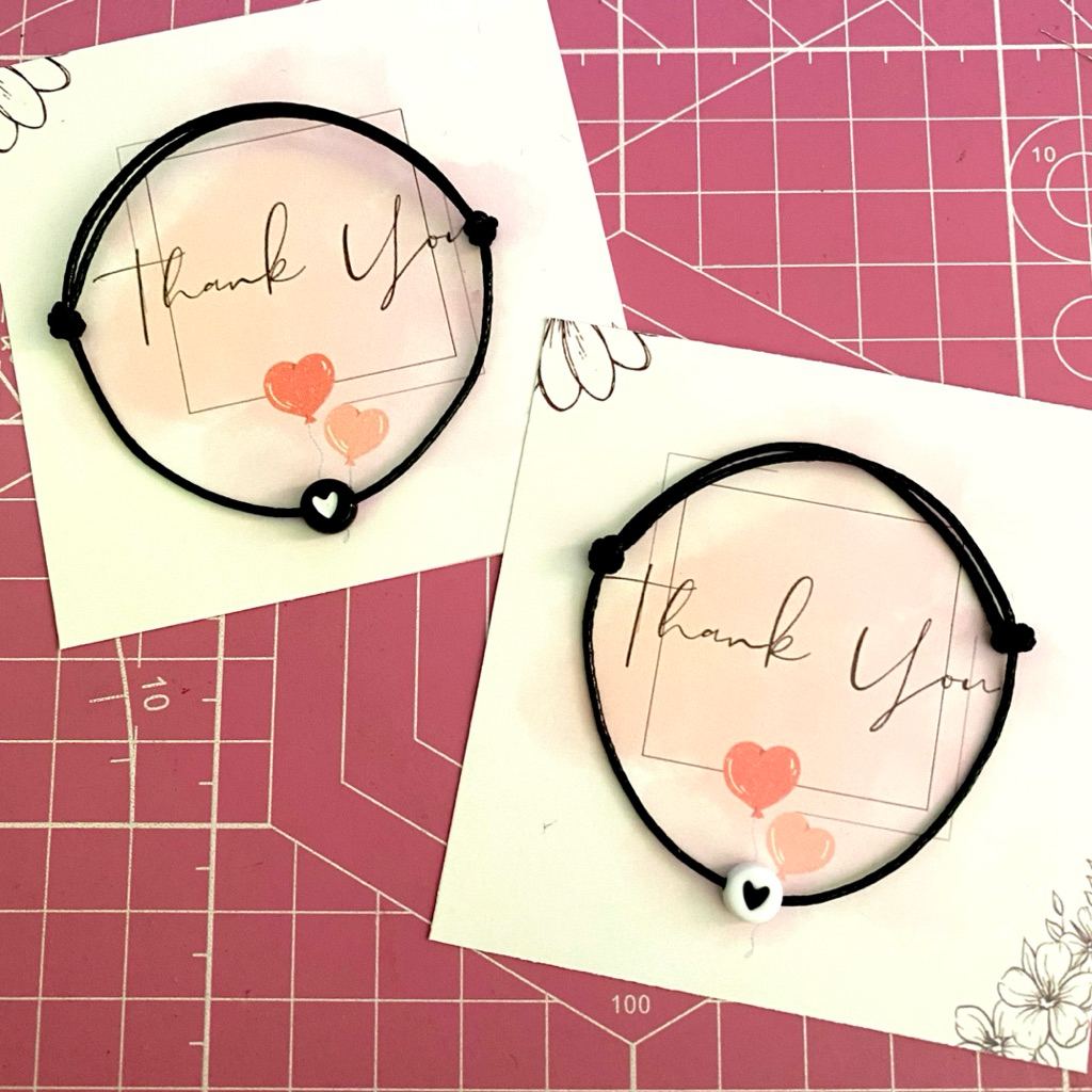 Gelang Tali Manik Manik Love Hitam Putih | Gelang Manik Aesthetic Love Hitam Putih