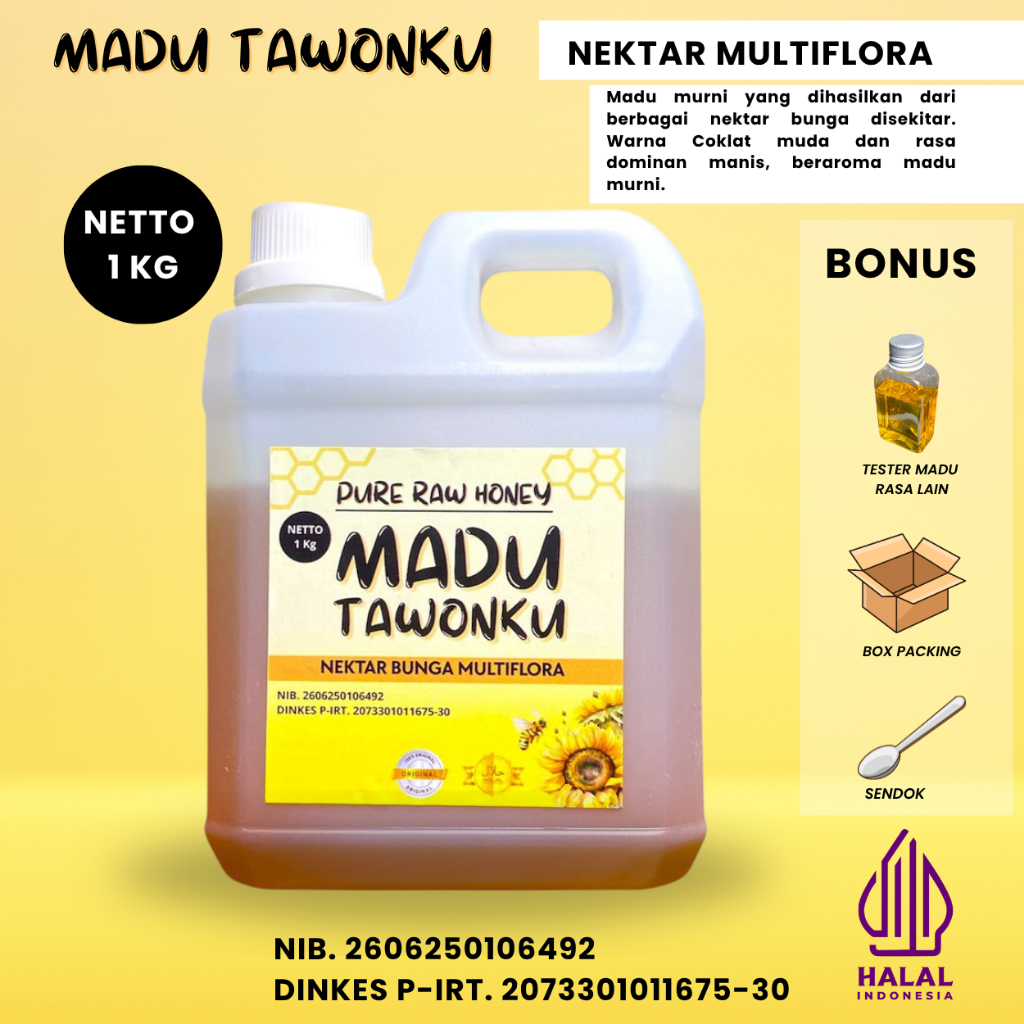 

Madu Murni Asli Multiflora 1 Kg Resmi Bersertifikat P-IRT