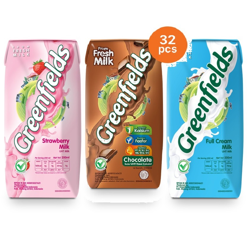 

Susu UHT Greenfields 200 mL 1 Crt (isi 32 pcs) All Variant