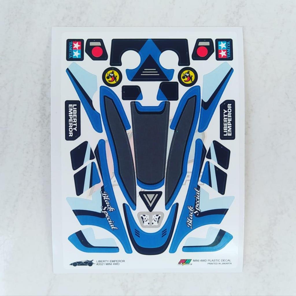 Stiker Liberty Emperor - Body Hitam Kombinasi Biru - Vinnyl Laminating Doft