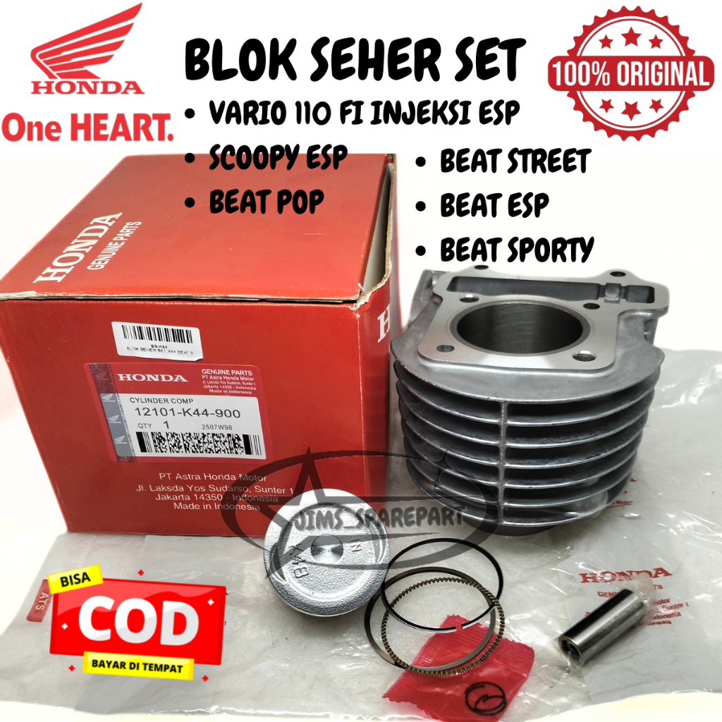 BLOK SEHER SET HONDA K44 VARIO 110 FI INJEKSI SCOOPY ESP BEAT POP STREET ESP SPORTY STATER KASAR KUA