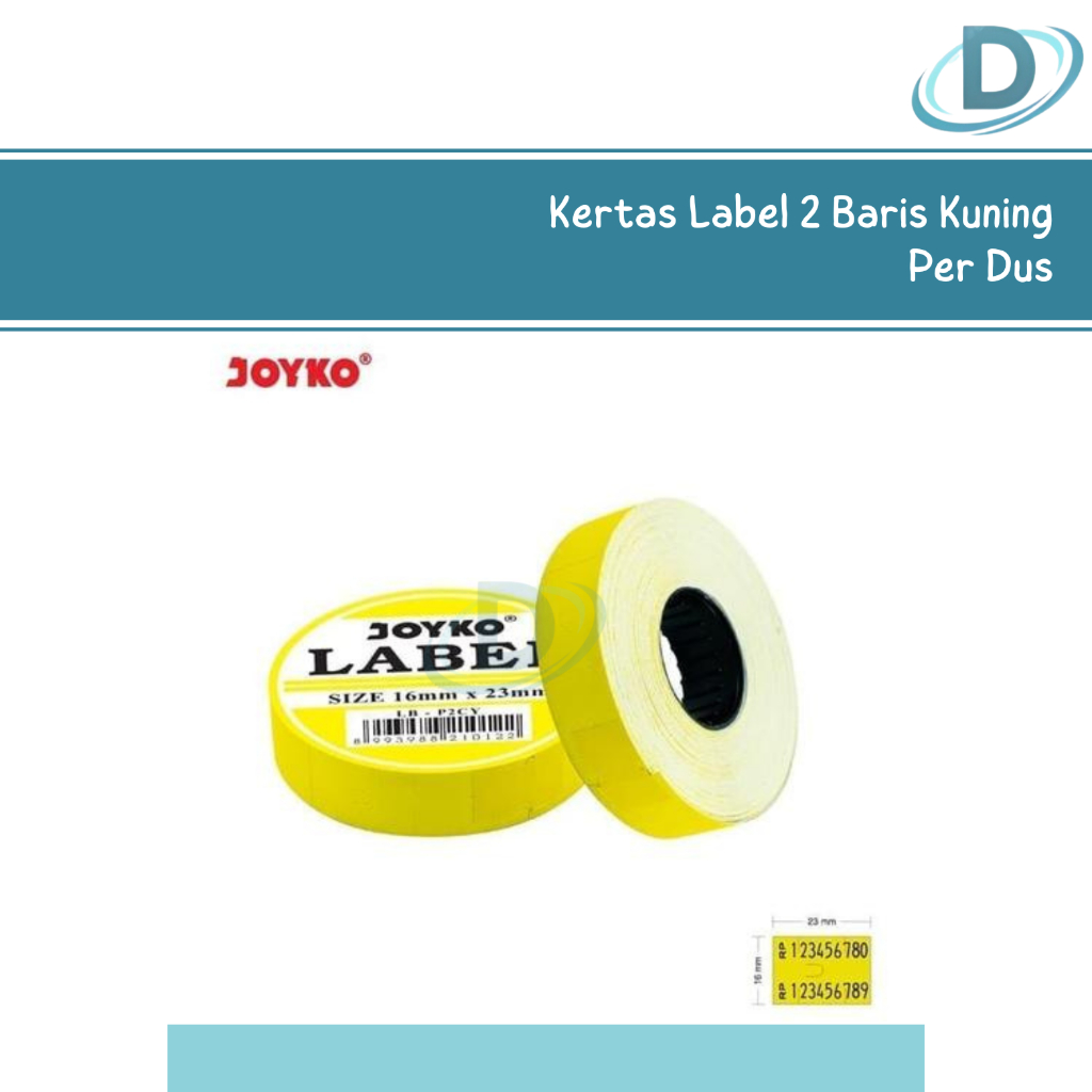 

Kertas Label Roll Joyko 2 Baris Kuning (1Dus : 10slop) Isi Ulang Stiker Label
