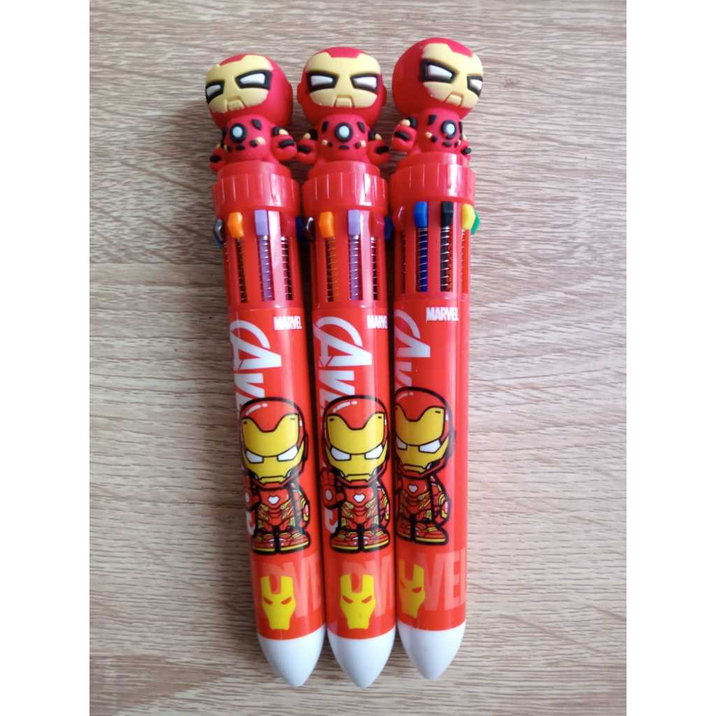 

Pulpen 10 Warna Karakter Ironman, Spiderman, Capybara & Cinamorrol