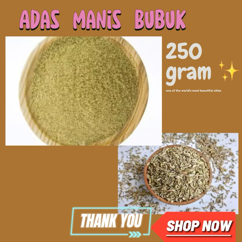 

Adas manis halus / Adas manis bubuk / Fennel Seed Powder 250 gram