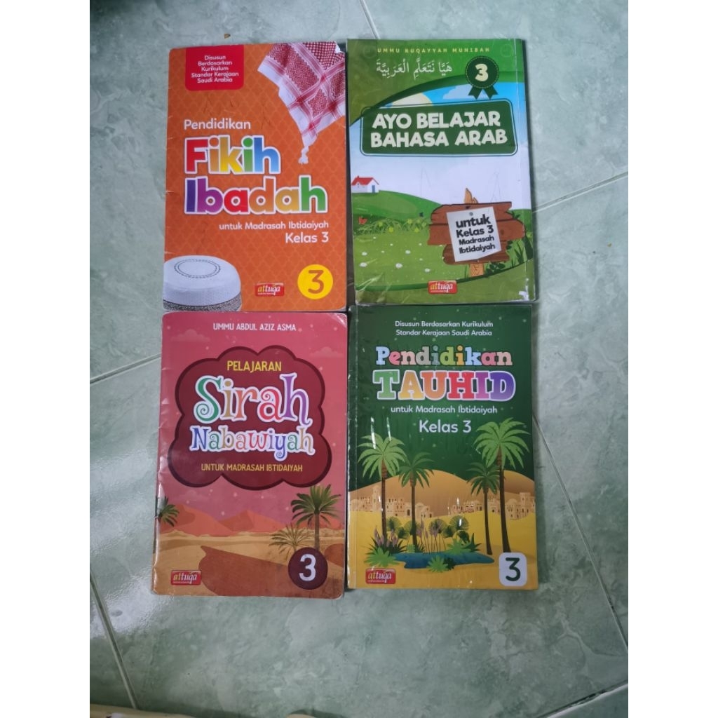 fikih ibadah/tauhid/sirah/bahasa arab . buku pelajaran kelas 3 MI/SD at tuqa