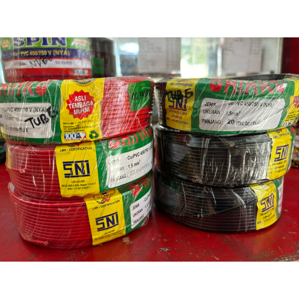 Kabel Tunggal Tembaga NYA 1.5mm2 20 meter / Kabel Shinko / Kabel tembaga asli / Kabel NYA