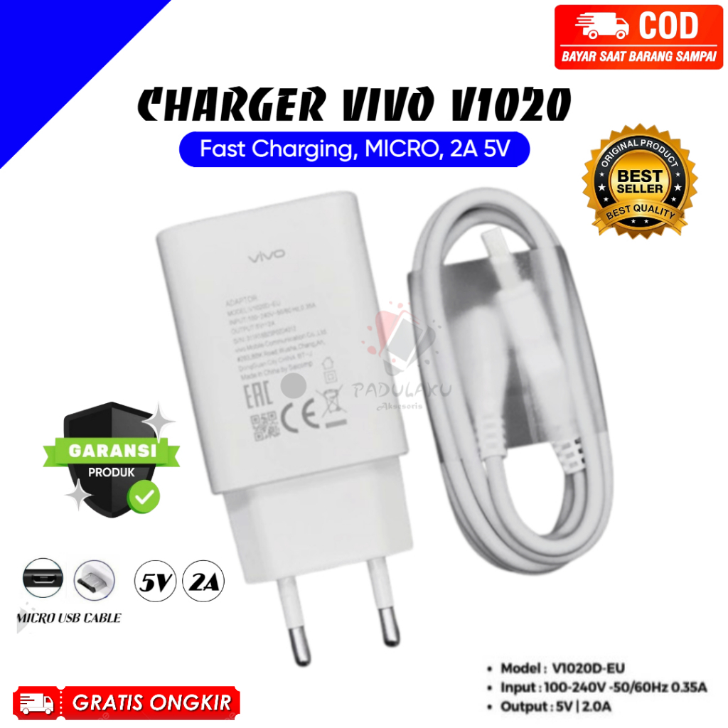 Charger Vivo Micro USB Fast Charging Original Y91 Y53 Y15 Y12 Y21 Y22 Y71 Y81 Carger Casan Hp Ori