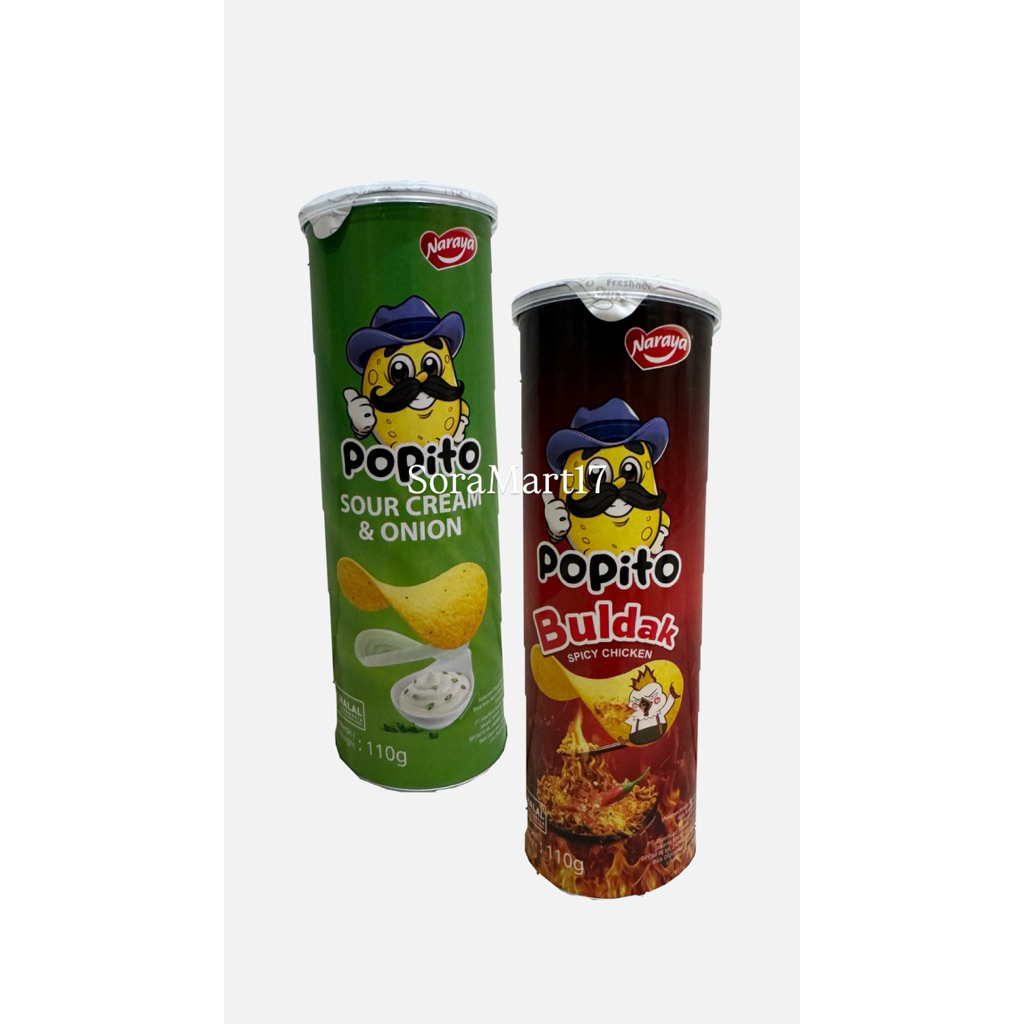 

Naraya Popito Sour Cream Onion - Buldak - Makanan Ringan Rasa Krim Asam dan Bawang - Buldak Pedas Ayam 110gr