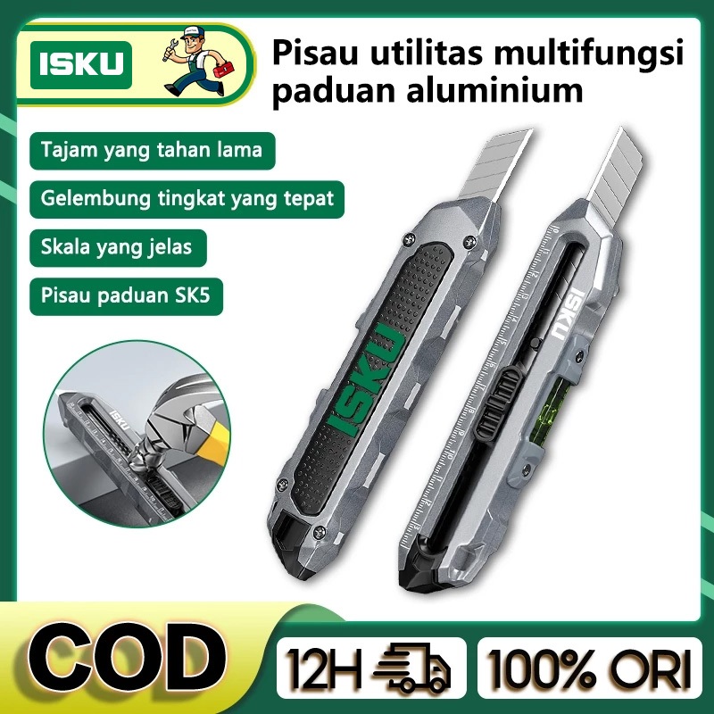

ISKU Pisau Cutter multifungsi paduan aluminium/Knife Cutter Knife Auto Lock Cutter SK5