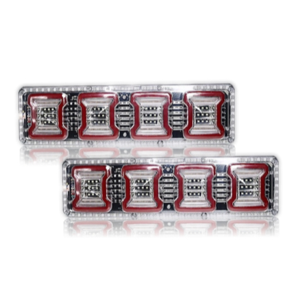 LAMPU STOP LAMP VARIASI STOPLAMP REM BELAKANG SEIN RUNNING LED TRUK MODEL 4 KOTAK 46 CM 12/24 VOLT