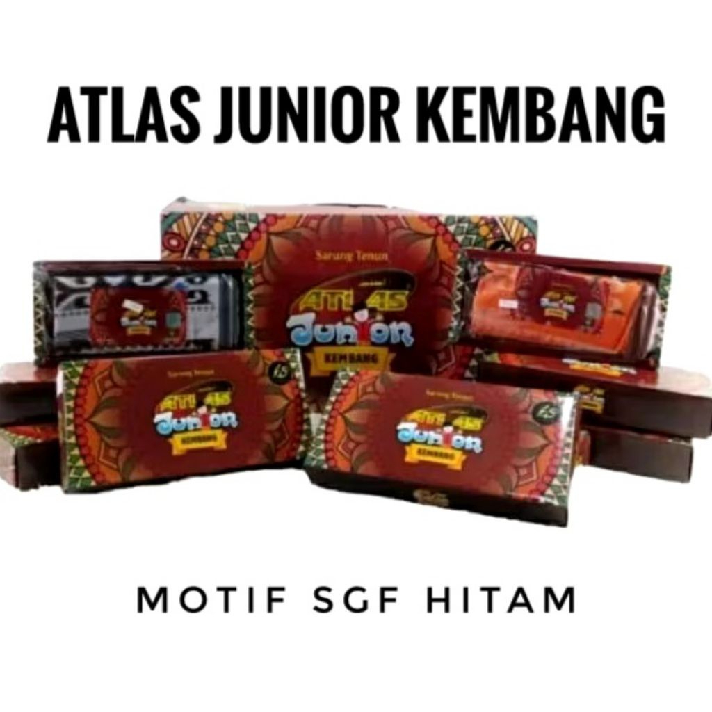 Sarung Anak Atlas Junior Kembang Hitam Motif BHS SGF Ecer Grosir SN Z